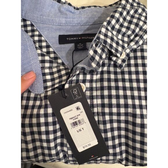 Two Tommy Hilfiger Mens Button Up Shirts - Size Large TALL - NEW - Picture 7 of 10